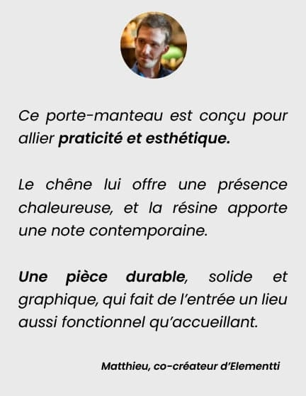 Porte-manteaux chêne et résine noir elementti